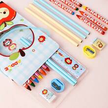 10 قطع مجموعة أقلام شمعية على شكل تفاح، هدية للطلاب، مجموعة أقلام رصاص وأقلام شمعية للتعلم - متعدد الألوان - مشاهدة 2