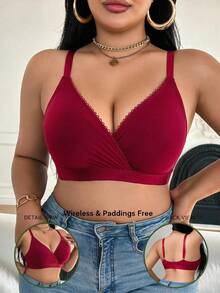 Plus Size Wireless Unpadded Bra - Burgundy - View 6