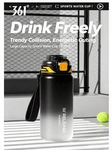 361degree 1pc 361° 770ml Gradient Color Large Capacity Sports Water Bottle With Straw, Multi-Functional Shaker Cup, Cold And Hot Dual Use, Unisex Portable Easy-Grip Water Container With Lanyard, Suitable For Outdoor Running, Gym Fitness, Cycling - Multicolor - View 11