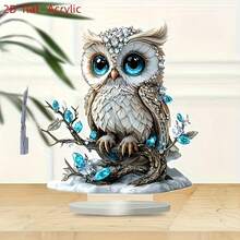 2D Flat Acrylic, Bohemian Style Acrylic Deer Set, Decorative Bohemian Style Deer Statue, Multi-Purpose Desktop Display, Suitable For Home, Office, Cafe Decoration, Collectible Art - Owl - View 3