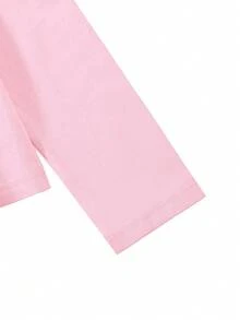 Autumn/Winter Ribbed Pure Cotton Long-Sleeved Top For Girls, Casual, Sporty And Preppy Style - Baby Pink - View 6