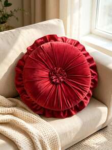 1pc/6pcs Solid Color Ruched Velvet Pumpkin Throw Pillow, Pleated Round Decorative Cushion, Soft Thickened Seat Pad, Floral Ruched Design, Elastic Filling For Pressure Relief, Suitable For Sofa, Windowsill, Bedroom Indoor Home Decor - Multicolor - View 13
