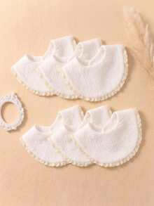 6pcs White Pure Cotton Gauze Cute Baby Bibs, Soft Skin-Friendly Baby Drool Bib Set, Suitable For Daily Use - Multicolor - View 7
