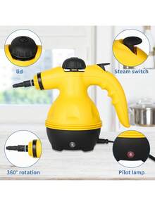 Teckwe 1 pieza Máquina de limpieza a vapor de alta temperatura portátil de mano para el hogar, máquina de limpieza de campana de cocina - Amarillo - Ver 6