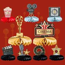 AFYPRTY 9 Pcs Movie Themed Honeycomb Centerpieces Paper Table Decorations Cinema Party Supplies For Tabletop Decor Oscar Themed Celebration Events - Style 1 - View 8