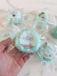 1/5 Pcs Cute Mint Green Fluid Squishy Ball, Soft Aesthetic Stress Relief Fidget Toy For Kids & Adults, Random Cute Sticker Design - Multicolor - View 6