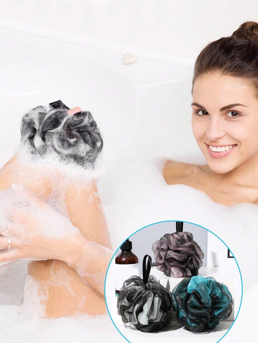 5PCS/3PCS Soft Bath Sponges, Exfoliating Body Scrubbing Balls For Shower, Random Colors - Multicolor - View 1
