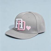 1pc HD Letter Heart Embroidered Flat Brim Snapback Cap Adjustable Hip‑Hop Streetwear Baseball Cap Unisex Fashion Sun Hat - Multicolor - View 16