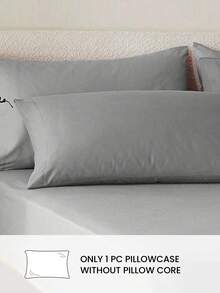 1pc Solid Color Pillowcase, No Pillow Insert, Soft Pillowcase, Wrinkle-Resistant, Fade-Resistant, Soft And Breathable, No Filling, Machine Washable - Grey - View 2