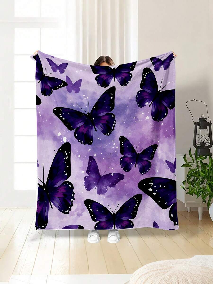 1pc Modern Style Soft & Comfortable Blanket, Minimalist Cool Design, Multi-Purpose Throw For Sofa, Bed And More, Outdoor Camping Leisure Blanket, Suitable For Home, Picnic, Travel, All Seasons Comfort, 280gsm Polyester, Machine Washable - Multicolor - View 1