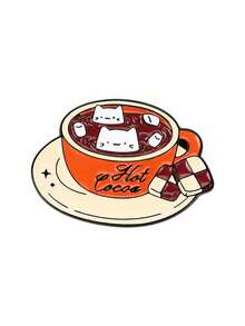 Warm Hot Cocoa Cup Brooch Cute Animal Marshmallow Pattern Backpack Jacket Decorative Pin - Multicolor - View 8