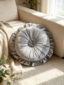 1pc/6pcs Solid Color Ruched Velvet Pumpkin Throw Pillow, Pleated Round Decorative Cushion, Soft Thickened Seat Pad, Floral Ruched Design, Elastic Filling For Pressure Relief, Suitable For Sofa, Windowsill, Bedroom Indoor Home Decor - Multicolor - View 23