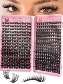 384 Clusters DIY Segmented False Eyelashes - Lightweight & Soft, Cross Design, Thin Stem Natural Look, Suitable For Daily Wear - DD - View 2