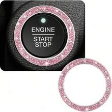Pegatina de protección de arranque de un solo toque, anillo decorativo de encendido con logotipo del coche y strass, anillo decorativo de interruptor de encendido con strass - A - Ver 8