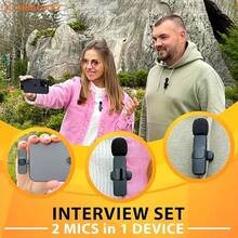2pcs Wireless Lavalier Microphone System With Type-C Interface, Plug And Play, Intelligent Noise Reduction For IPhone 18, 17, 16, 15, Android, Suitable For Vlog, Meeting, Learning And More - Black - View 7