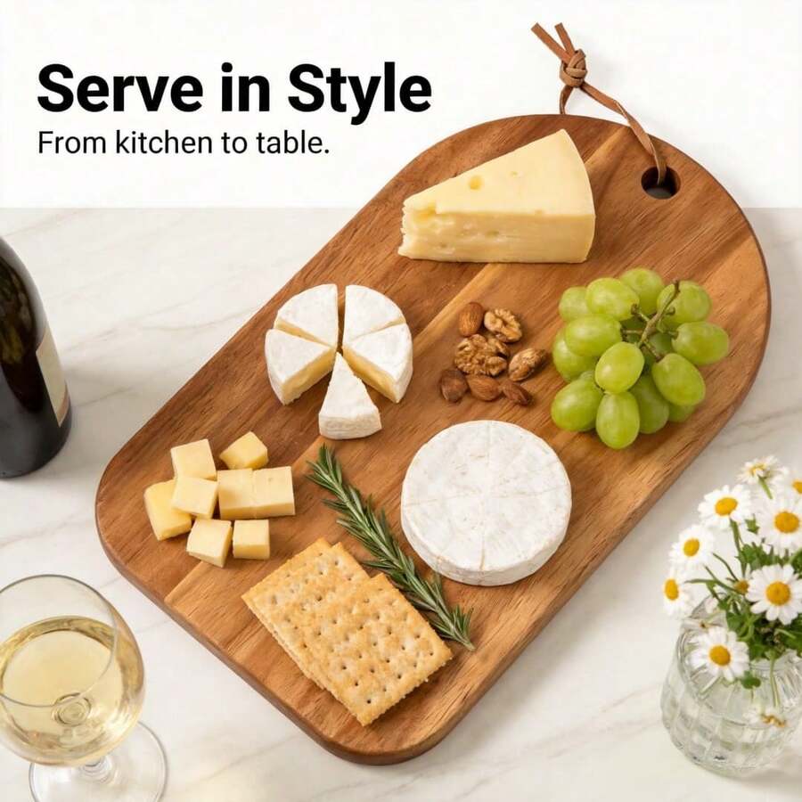1pc Rope Hanging Wooden Cutting Board, Cheese Board, Suitable For Kitchen And Restaurant, Halloween Harvest Festival Back To School Season, Holiday Gift For Mother Father Lover
