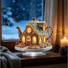 1pc Luxury Gingerbread Teapot Snow House Acrylic Desktop Ornament, Vintage Autumn/Winter Decor, Indoor Desktop Decoration, Holiday Party Home Decor, Desktop Atmosphere Decoration, Christmas Gift, Christmas Decoration, 2D Flat - Ornament - View 5