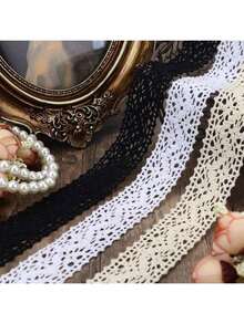1pc 5.5 Inch Hollow Lace Trim Bow Ribbon, DIY Decorative Tape, Suitable For Flower Box, Hair Accessory, Fabric, Lingerie Sewing Accessories, Multi-Functional Hollow Lace Craft Tape, Suitable For Sewing Handmade Projects - A - View 5