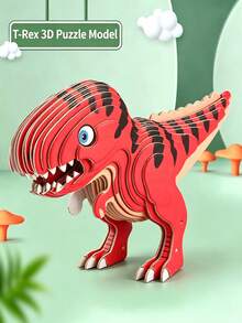 1pc Children's 3D Dinosaur Puzzle Toy, No Glue Needed With Self-Adhesive Stickers, Easy Assembly Without Cutting, Create Realistic Dinosaur 3D Model! Suitable For Boys And Girls Aged 3+, Parent-Child Interactive Educational Toy, Develops Children's Focus, Hands-On Ability And Dinosaur Knowledge. - Multicolor - View 14