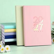 Sổ lịch tiếng Anh 2027 bìa cứng da nhân tạo, kèm 5 nhãn dán, bố cục theo tháng và Chủ nhật, nhật ký lịch mới: theo dõi tự kỷ luật, quản lý thời gian, phù hợp dùng cho văn phòng - Freestyle - Xem 7
