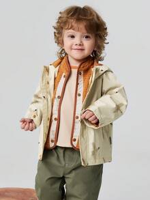 mini bala Versatile Autumn Unisex Kids Layering Jacket Water Repellent Windproof Breathable Plush Inner Liner - White Coffee Color - View 4
