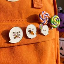 3pcs/Set Halloween Ghost Resin Enamel Pin Color Blocking Fashion Decorative Badge Ornaments Lapel Bag Badges Gifts - Multicolor - View 3