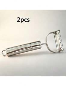 1/2 buah Pengupas Sayuran Stainless Steel - Pengupas Dapur Multifungsi yang Dapat Dicuci Sepenuhnya, Cocok untuk Kentang, Wortel, Mentimun, dan Apel | Alat Pemotong Tajam, Peralatan Dapur Rumah Tangga, Aksesori RV Kecil, Warna/Gaya Acak - Pengupas Dapur Penting - Perak - View 6
