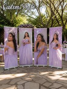 1pc - Personalized Banner, Customized Photo Polyester Fiber Banner. Personalized Wedding Photo Text Poster, Customized Frameless Canvas Graduation Poster, Wedding Welcome Poster, Customized Birthday Party Poster, Wedding Welcome Sign Template, Graduation Welcome Poster, Wedding Supplies, Wedding Decor, Art Customized Canvas Print Poster Personalized, Unique Ideal Birthday Gift, Birthday Photography Backdrop, Best Gift For Family And Friends At Birthday Party - Multicolor - View 1