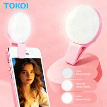 TOKQI Mini Ring Light, Upgraded Small Clip-On LED Selfie Fill Light, USB Rechargeable Portable Phone PC Makeup Mirror Light, Adjustable Brightness Suitable For Phone And Computer, Makeup, Zoom Meetings, Live Streaming, Vlog, Perfect Selfies And Video Calls, 150mAh - A - View 1
