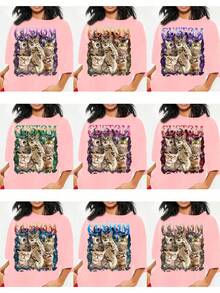 Custom Y2K Plus Size Plus Size Tee, 90s Vintage Photo Print T-Shirt, Custom Portrait Tee With Your Photo & Text,Bulk Sister & Class Custom Tees - Coral Pink - View 3