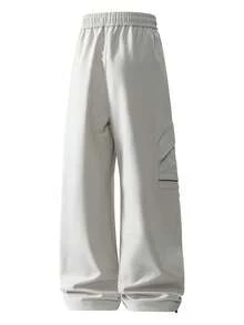 Men's Hiking Ski Trekking Outdoor Large Capacity Side Pocket Wide Leg Pants - White - View 7