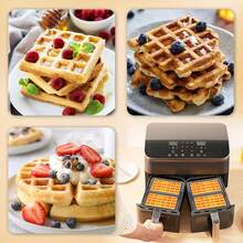 2 Packs Silicone Waffle Molds For Dual Basket Air Fryer, 2 Sizes Classic & Mini Belgian Waffle Tray Insert, Non-Stick Reusable Baking Pan Compatible With AF400 AF451 AF500, Heat Resistant Air Fryer Accessories - View 13