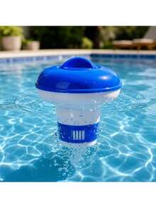 Floating Pool Tablet Dispenser 13.2 * 12.5 * 4.5 Cm With Adjustable Flow, Floating Pool Dispenser, Blue And White Pool Floater For 20 G Tablets And Granules, Gradual Water Treatment Distribution, Chlorine Resistant Design Ideal For Home Pools - A - View 3