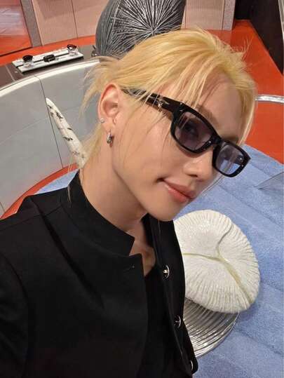 1 Pair Unisex Korean Style Fashion Casual Personality Star Decor Black Frame Plain Glasses