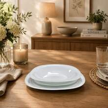 18-Piece Square Opal Glass Dinnerware Set – White, 6 Person - White - View 4