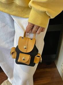 Dompet Koin Tas Mini Tas Liontin Ransel Mini Tas Liontin INS Blok Warna PU Patchwork Gantungan Kunci Tas Kecil Dapat Digantung di Sabuk Tempat Penyimpanan Earphone Lipstik Tas Kecil Ransel Liontin Ransel Tas Liontin - MultiWarna - View 15
