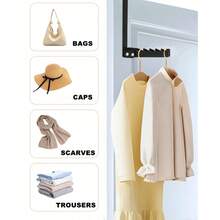 Basic Living 1pc/2pcs Over-The-Door Hook Hanger, Foldable Over-The-Door Storage Rack, Space-Saving Hanging Storage Rack, Suitable For Bedroom, Bathroom, Hanging Clothes, Coats, Towels, Black - A - View 6