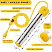 1500W High Power Immersion Heater, Heating Rod With Auto Shut-Off And Burn Protection, Portable Water Heater, Yellow - View 3