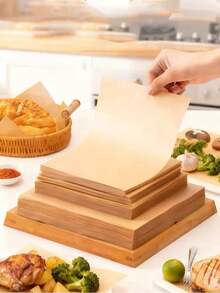 200pcs Square Greaseproof Kraft Paper Baking Liners, Disposable Oil-Absorbing Pads For Oven Baking, Grilling And Food Trays - View 6
