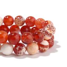 1 Strand Red Ice Flower Fire Agate Natural Stone Beads 6/8/10mm Colorful Agate Round Beads DIY Necklace Bracelet Jewelry Making Stone Beads - Red - View 7