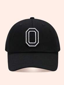1pc Letter Baseball Cap, Sun Hat For Boys And Girls, Suitable For Outdoor And Daily Use - Large Black Label - Black Cloth Hat - View 49