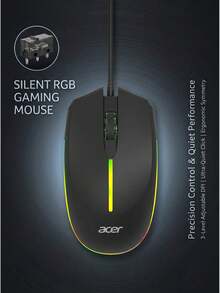 Acer Mouse Berkabel, Desain Ergonomis, Penggunaan Bisnis & Kantor, Desain Senyap, Universal untuk Penggunaan Optik dan Gaming, OMW020 - View 9