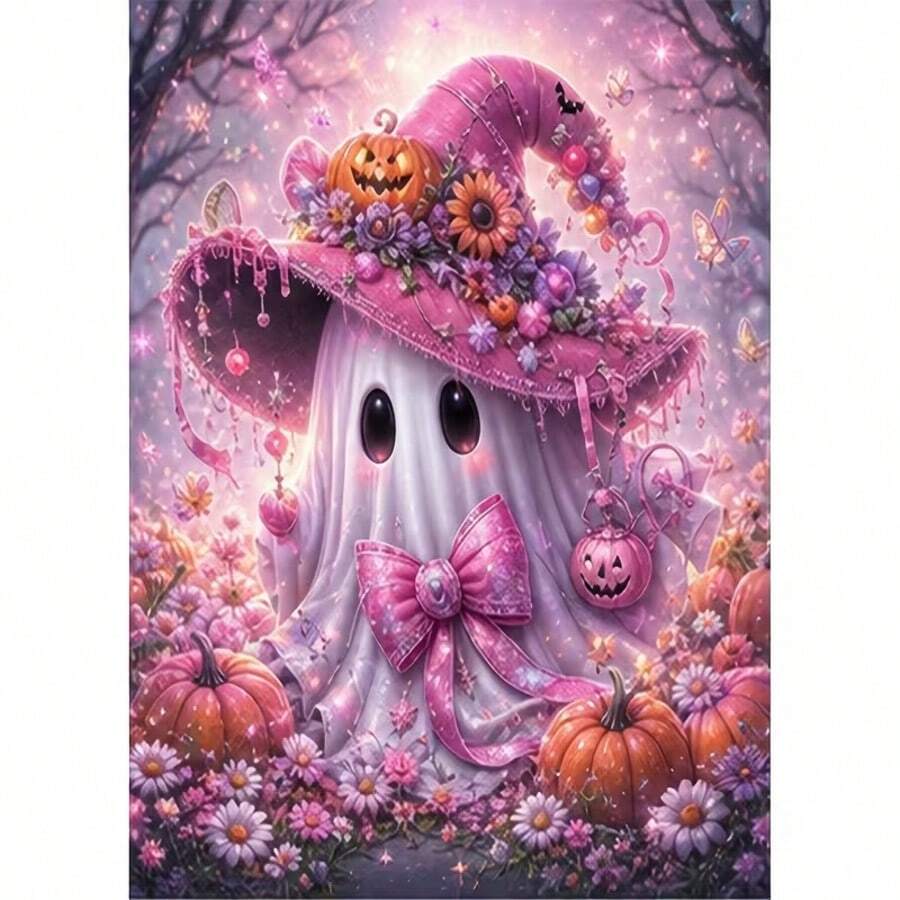 1PC DIY 5D Diamond Painting Kit Ghost Pattern - Round Full Drill Art Mosaic Craft, Home Wall Decor, Unframed - No Frame - View 1