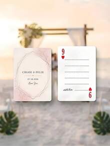 Personalized Floral Custom Poker Card Set (54 Cards) With Metal Gift Box, Customizable Name And Date Souvenir, Wedding Guest Book Alternative And Party Game, Fun Family Tabletop Entertainment, Ideal Anniversary Gift For Newlyweds, Friends And Family - Multicolor 2 - View 10