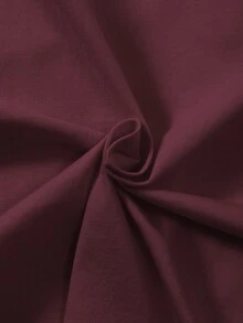 Autumn/Winter Ribbed Cotton Long Sleeve Top For Girls, Casual Sporty College Style - Maroon - View 8