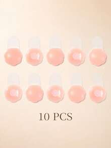 1pair Silicone Breast Lift Tape & Nipple Paste, Invisible Adhesive Bra Pads For Summer - Apricot - View 11