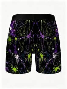 3pcs Men's Funny Shorts, Cyber Splatter Spider Geometric Web Print Underwear, Loose Casual Plus Size Men's Boxer Briefs - Multicolor - View 4
