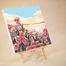 成人数码油画，丙烯颜料，简易成人数码油画，适合初学者，DIY数码油画，可作礼物或家居墙面装饰，尺寸：20英寸宽 x 20英寸长 / 30英寸宽 x 30英寸长 - 藕粉色 - 查看 10