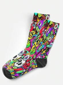 Cool 360° Printed Men's Socks - Streetwear Socks,Ull-Print Stickers,Hip-Hop Cartoon Pattern,Colorful,Funny Socks, Fit Daily, Holiday & Party Occasions - Multicolor - View 7