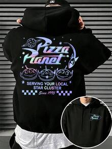 Disney Officially Licensed Hoodie For Men Pizza Planet Alien Rocket Star Front Back Print Men Clothes  Fall Winter Comfort Pullover For Daily Outdoor - Black - View 1